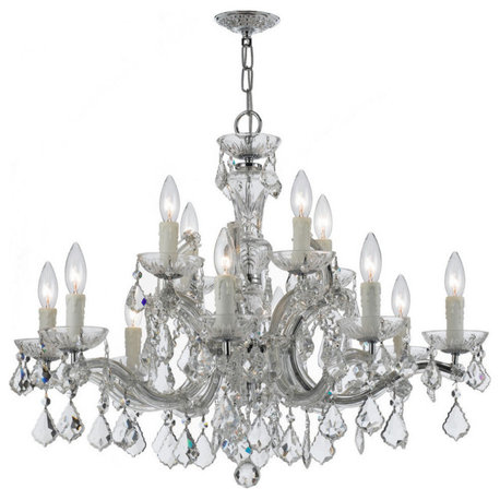 Maria Theresa 12 Light Clear Crystal Italian Chrome Chandelier