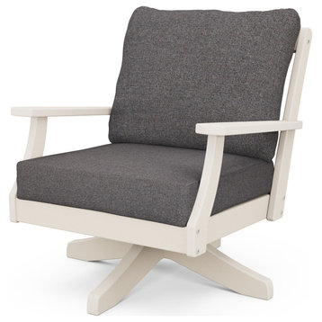 Braxton Deep Seating Swivel Chair, Sand/Ash Charcoal