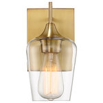 Savoy House - Octave 1-Light Wall Sconce, Warm Brass - The Octave 1-Light Wall Sconce offers understated elegance with its large shade of curved glass, minimal detailing and a warm brass finish.