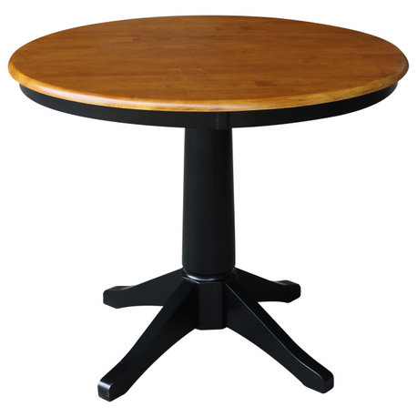 Round Top Pedestal Table, Black/Cherry, 36"ch Round