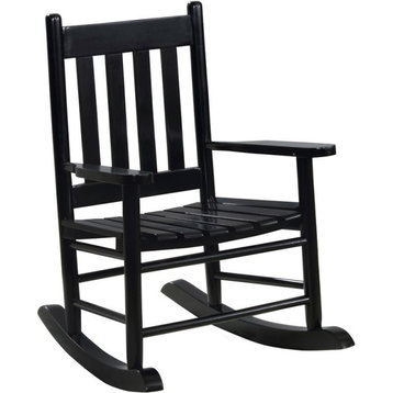 Coaster Transitional Wood Slat Back Youth Rocking Chair in Black