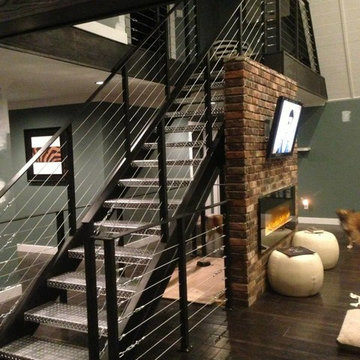 Checkerplate Stairs with Cable Railings