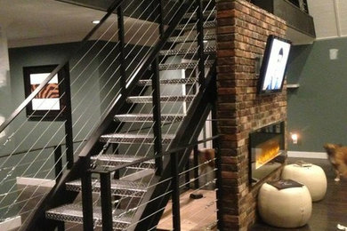 Inspiration for a modern staircase remodel in Edmonton
