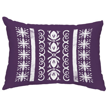 Cuban Tile 2 14"x20" Abstract Decorative Outdoor Pillow, Purple