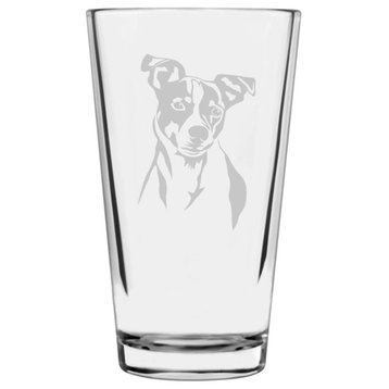 Jack Russell Terrier Dog Themed Etched All Purpose 16oz. Libbey Pint Glass