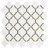 Marsa Glossy White Ceramic Mosaic Floor and Wall TIle, Sample