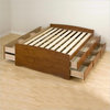 Prepac Tall Double / Full Platform Storage Bed in Cherry with 12 Dr...