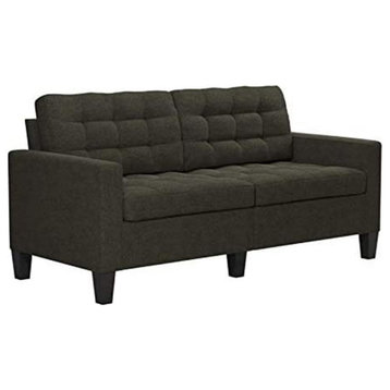 Comfortable Loveseat, Hardwood Frame, Square Tufted Polyester Seat & Back, Gray