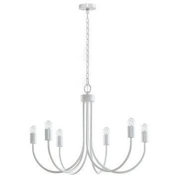 510 Design Ellie Contemporary Matte White Metal 6-Light Chandelier