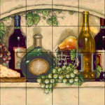 Tile Mural Store - Tile Mural Kitchen Backsplash Wine Fruit and Cheese Pantry II-JK - *32 Tile Mural on 6" ceramic satin finish tiles. AMERICAN MADE!!