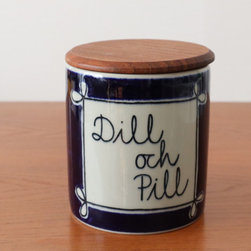 【北欧ヴィンテージ食器】Rorstrand ロールストランド キャニスター 木製蓋付き（Dill och Pill） - 調味料・薬味入れ