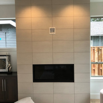 Tiled fireplace surround