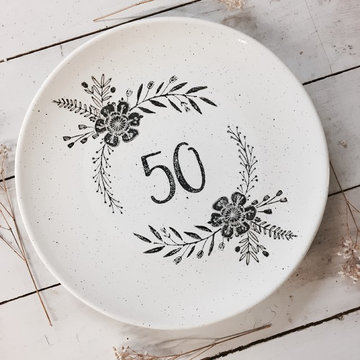 Hand Painted 50th Anniversary Serving Platter