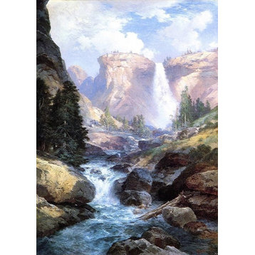 Thomas Moran Waterfall in Yosemite 18"x27" Premium Canvas Print