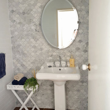 Marble Fish Scale Mosaic Tile Bathroom Renovation