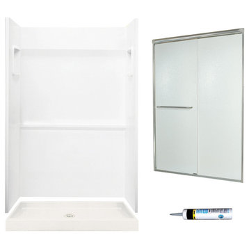 Alcove Shower Kits, White, 48"x34"x73.25"