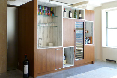 Example of a trendy living room design in New York