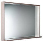 Fresca - Allier 40" Gray Oak Mirror With Shelf - Add style and function to your bathroom. This attractive rectangular mirror is sleek and stylish with clean lines and a retro feel. The glass is recessed from the frame which creates a bordered effect on the top and sides. The ledge shelf along the bottom of this lovely mirror offers an optional spot to hold a soap dispenser, decorative accent or any essentials that you'd like to keep close at hand. This bathroom mirror with shelf has a solid construction and a lovely Gray Oak finish. It measures 40 in width and is 31.5 in length just perfect for taking a quick glance before you head out the door in the morning. This Fresca Allier model is also available with a White or Wenge Brown finish.