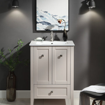 25" Tennant Brand Vermezzo Modern Small Slim Taupe Bathroom Vanity - WFS-85053TP