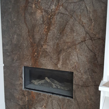 Beautiful quartzite fireplace installation