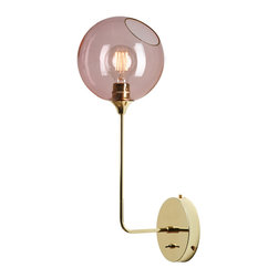 Rose Globe Glass Sconce with Brass Hardware- Ballroom Lighting - MB Collection - Wall Sconces