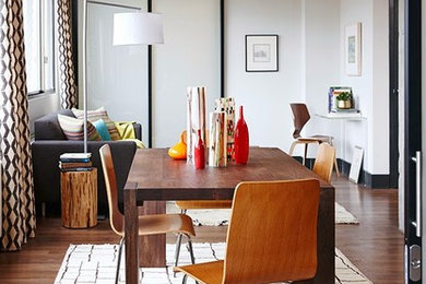 Trendy dark wood floor great room photo in San Francisco