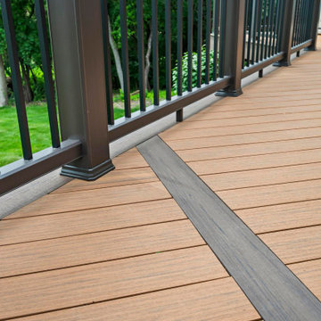 Deckorators Khaya & Sedona Decking, Timbertech Rail Matte Espresso & Drink Rail