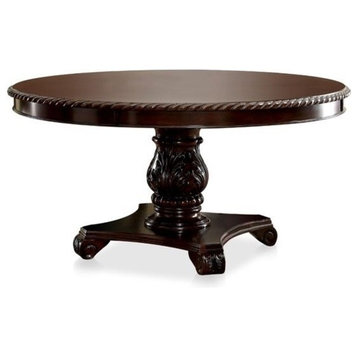 Furniture of America Ramsaran Wood Pedestal Dining Table in Brown Cherry