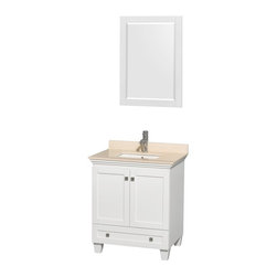 30 inch White Bathroom Vanity Ivory Marble Top - Bathroom Vanities And Sink Consoles