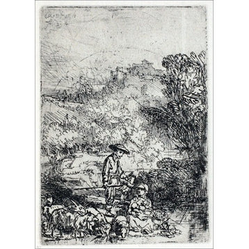 Rembrandt Van Rijn the Shepards in the Woods Canvas Print