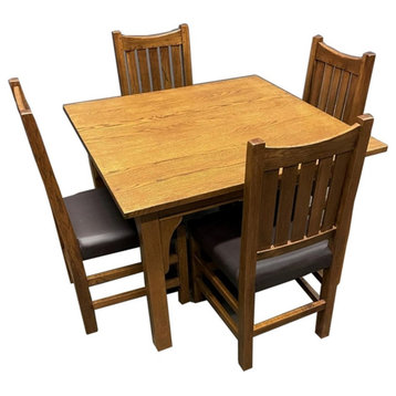Crafters and Weavers Arts and Crafts Solid Wood Dining Table Set in Oak
