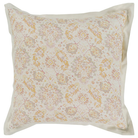 Mona 26"x26" Euro Sham, Rose/Light Gray/Mustard