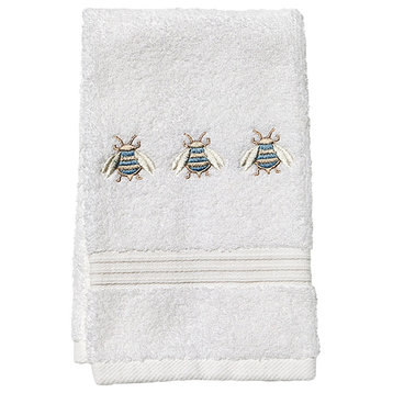 Terry Guest Towel, Three Napoleon Bees, Duck Egg Blue