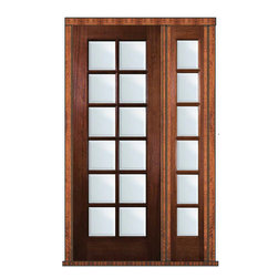 Prehung Patio Sidelite Door 96 Wood Mahogany Full Lite 12 Lite - Patio Doors