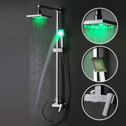 Contemporary Color Changing LED Shower Faucet with 8 inch Shower Head Hand Showe - Tub And Shower Faucet Sets