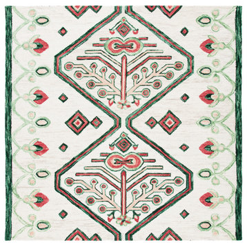 Safavieh Aspen Apn703B Southwestern Rug, Ivory and Green, 7'0"x7'0" Square