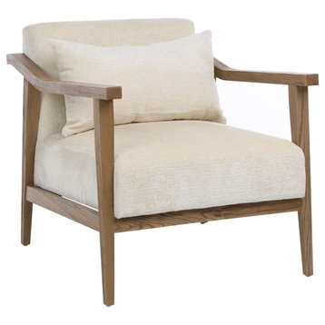 Branson Polyester Velvet Upholstered Occasional Chair, Cream