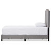 Benjamin Linen Upholstered Twin Size Arched Platform Bed With Nail Heads, Gray