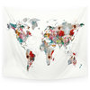 World Map Abstract Wall Hanging Tapestry - Small: 51  x 60
