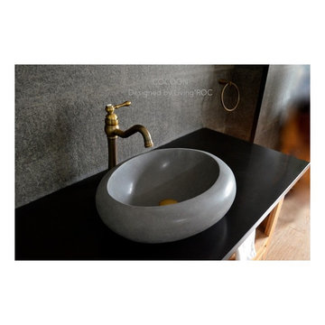 COCOON 19"x15"GRAY BASALT BATHROOM VESSEL SINK