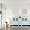 The Pullman Bathroom Vanity, White, 96", Double Sink, Freestanding