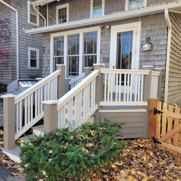 Winnetka Illinois Azek Decks with Clear Cedar shake Skirting & Custom Rail
