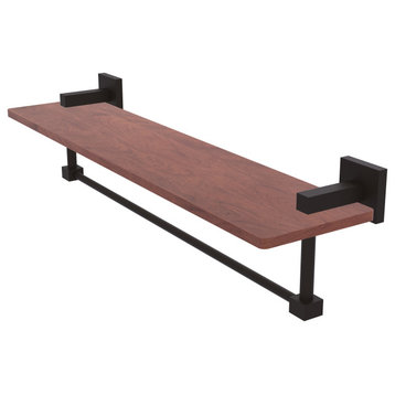 Montero 22" Solid Wood Shelf with Integrated Towel Bar, Oil Rubbed Bronze