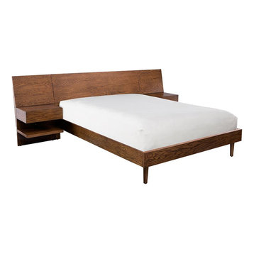 Bed with 2 Nightstands Pecan 286