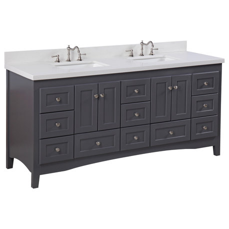 Abbey 72" Double Bath Vanity, Marine Gray, Quartz