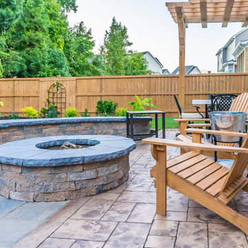 Rustic Patio, Pergola, Fire Pit and French Drain