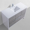 KubeBath Dolce 48" Bathroom Vanity With White Quartz Countertop, Ash Gray, Ash G