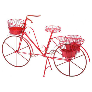 Vintage Red Metal Bicycle Outdoor Planter