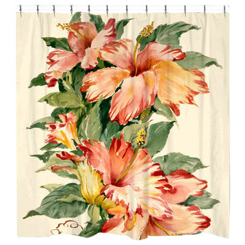 Laural Home Elegant Red Tiger Hibiscus Shower Curtain