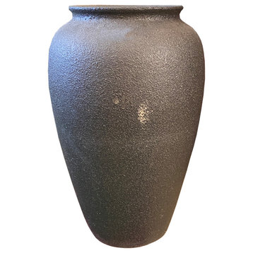 Ceramic Rough Metallic Matte Black Pottery Marks Tall Vase Jar Hws2060